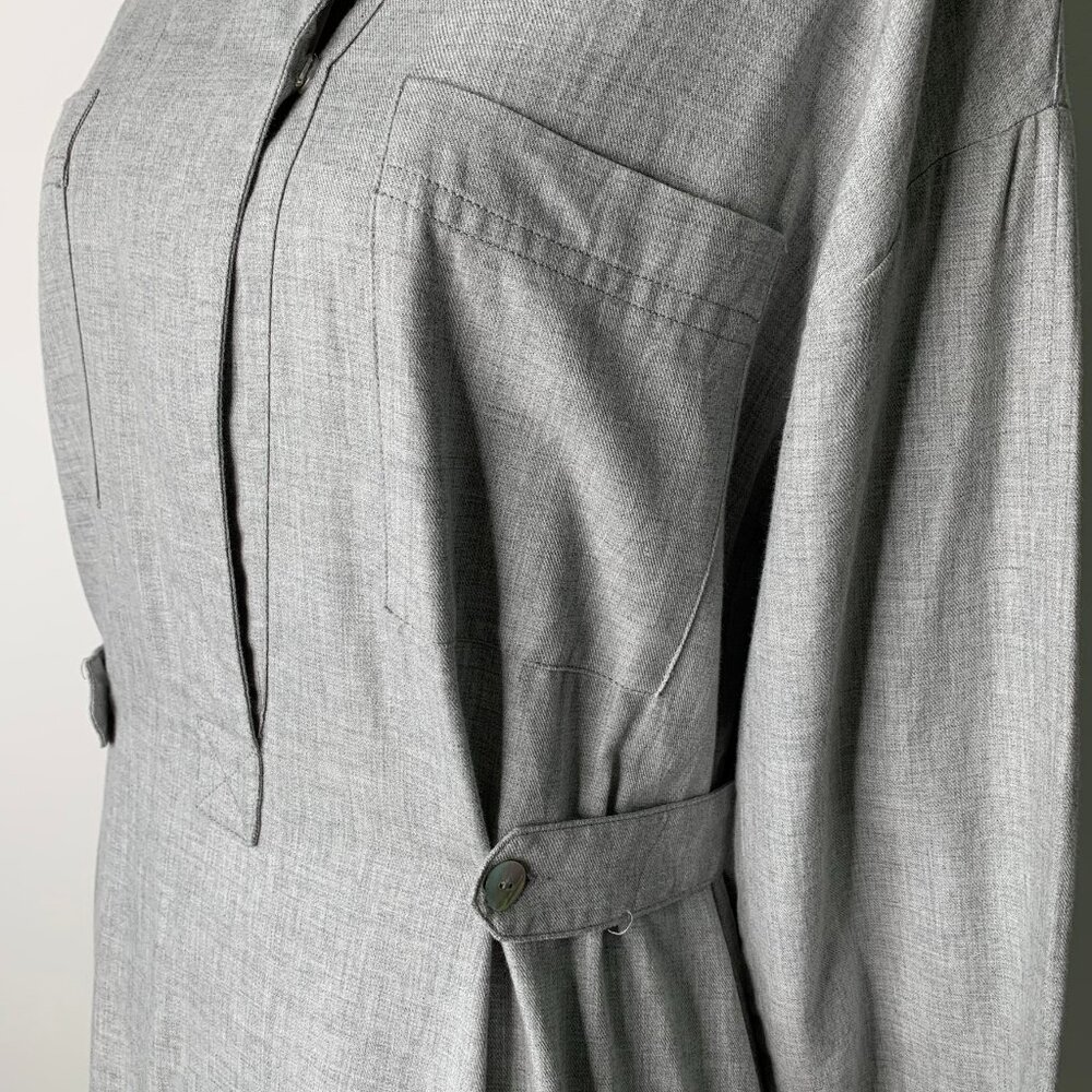 NWT Bohelle Women's Gray Long Sleeve Midi Mock Neck Cotton Dress Size 42 / M - Picture 4 of 15